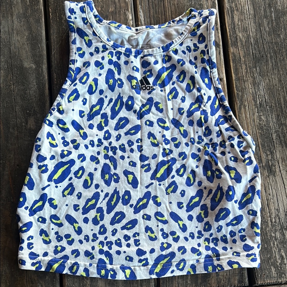 Adidas Women's Blue Leopard Print Tank Top